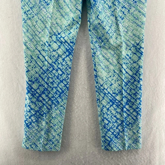 IBKUL Pants Womens 8 Blue Graphic Print High Rise Cropped Slim Straight Ankle - Picture 9 of 12